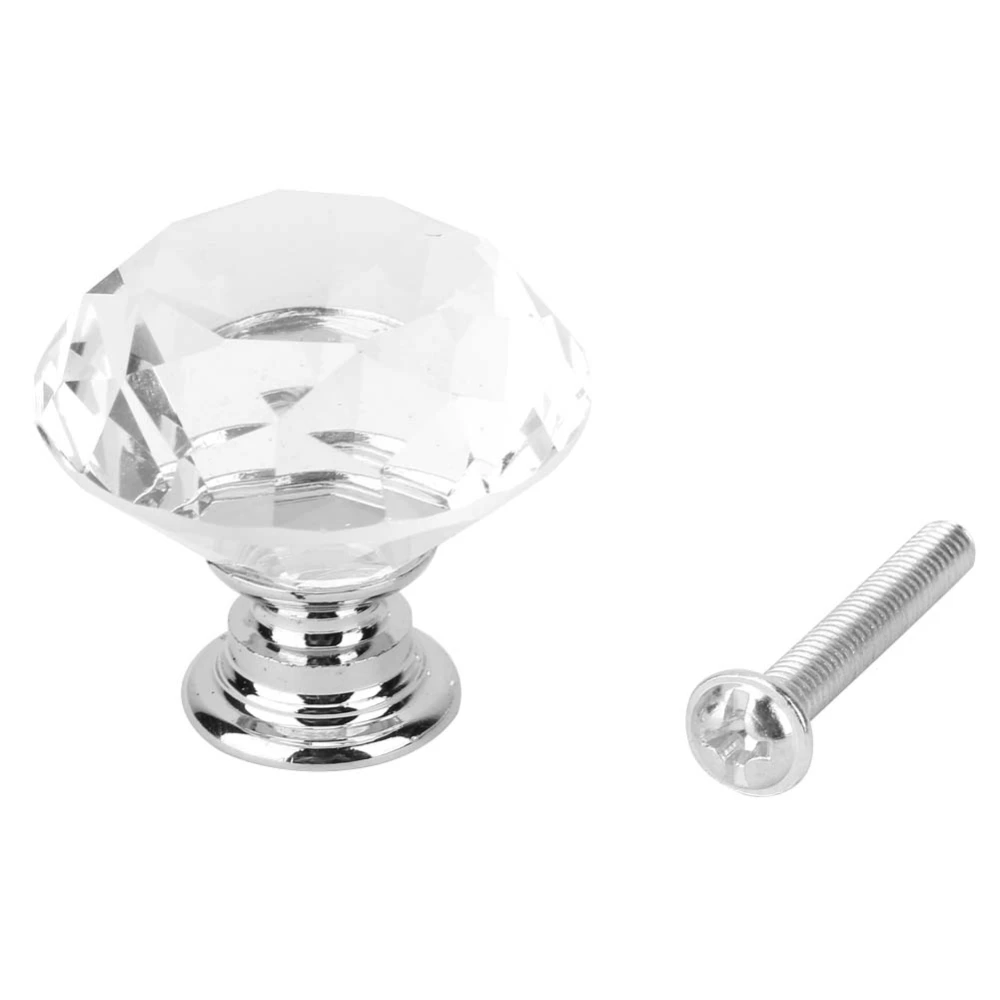 1PCS 30mm Diamond Shape Crystal Glass Pull Handle Cabinet Drawer Door Knob (Transparet)