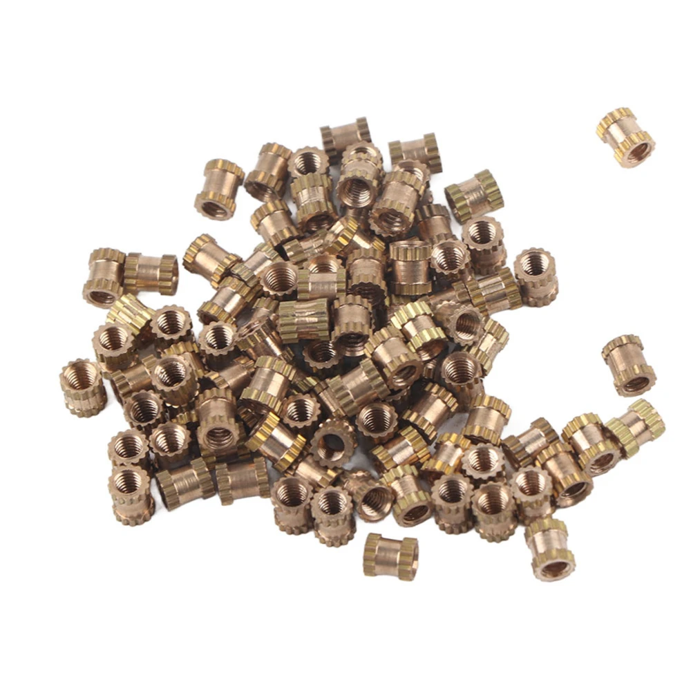 100pcs B Type Single Pass Through Blind Hole Brass Insert Part Embedded Knurled Nut (M2*5*3.2)