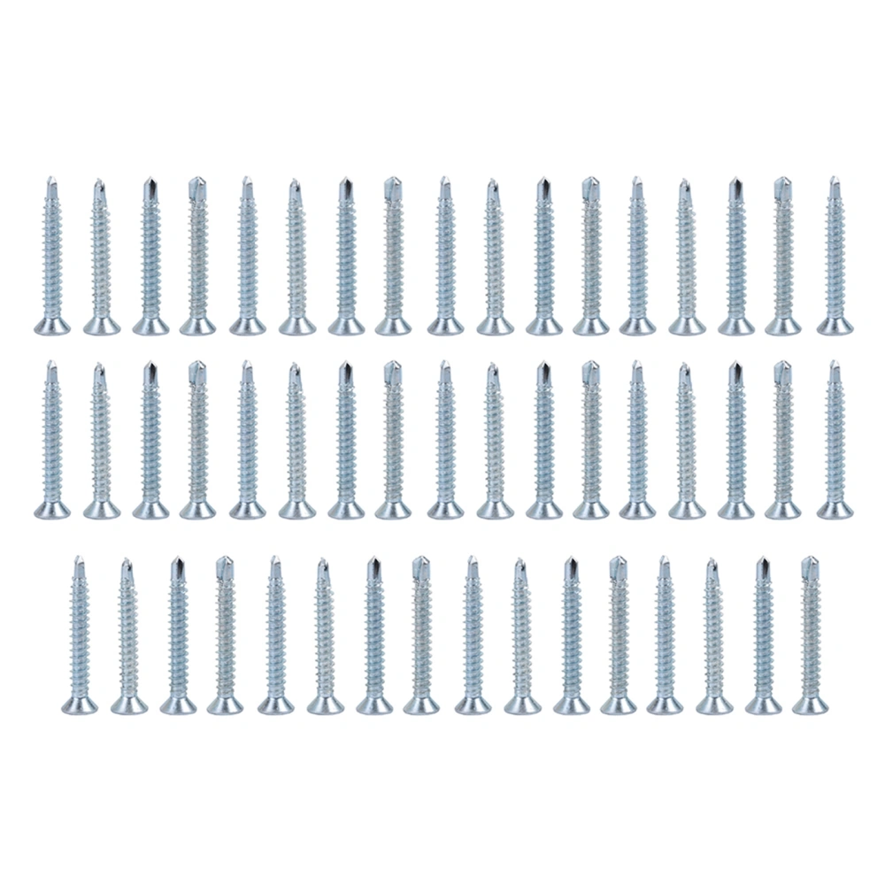 50pcs M4.2 Flat Head Self drilling Self tapping Screws Drilling Tail Screw Set (M4.2*19)