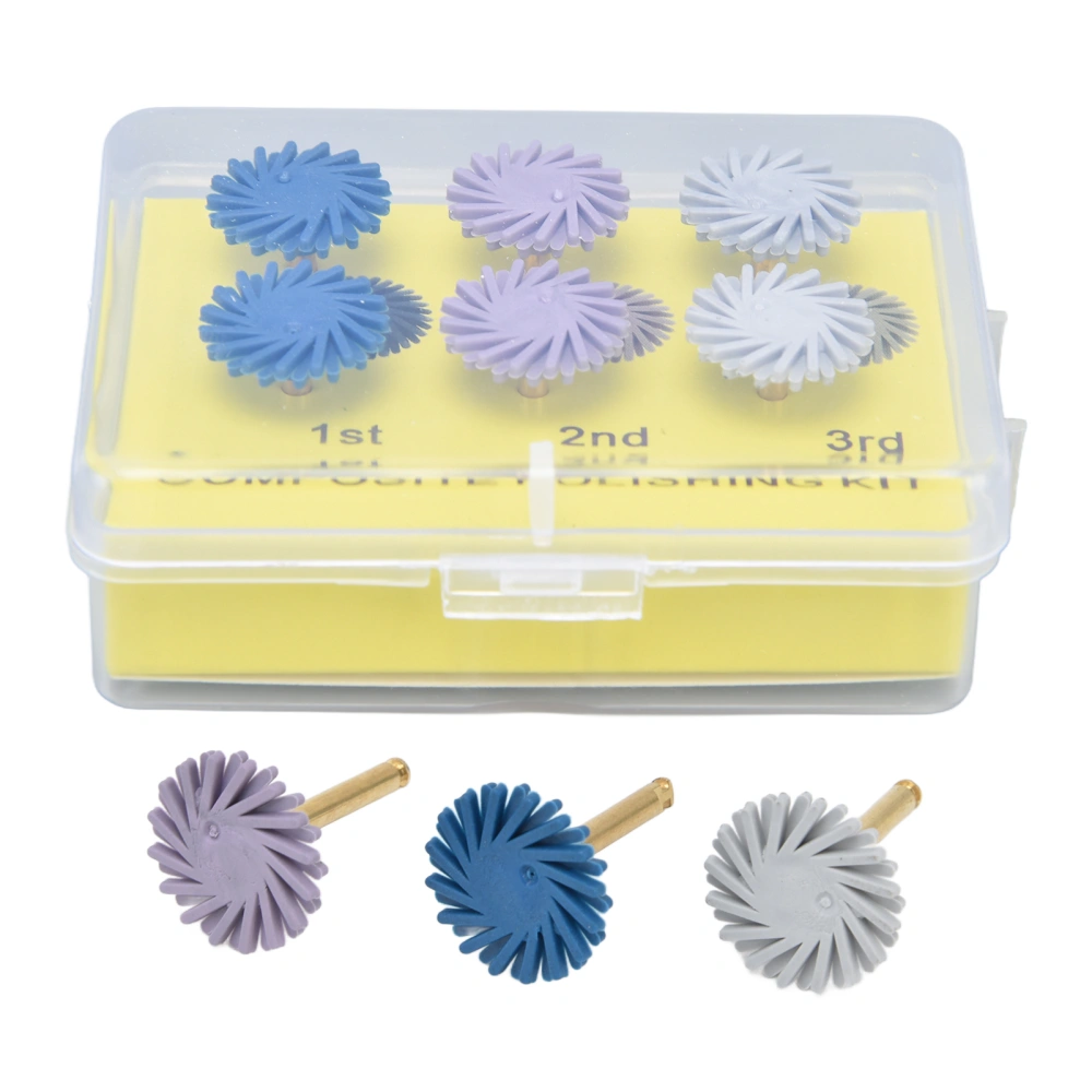 6pcs/set 3 Colors Mixed Dental Composite Resin Polishing Disc Kit Spiral Flex Brush Burs