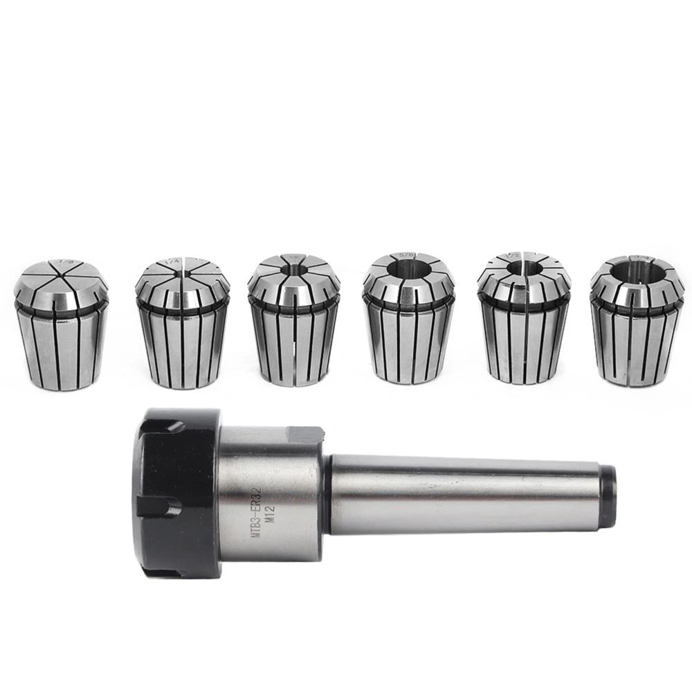 1pc MTB3 ER32 M12 Collet Chuck Morse Taper Holder 6pcs ER32 Spring Collets CNC Milling Tool