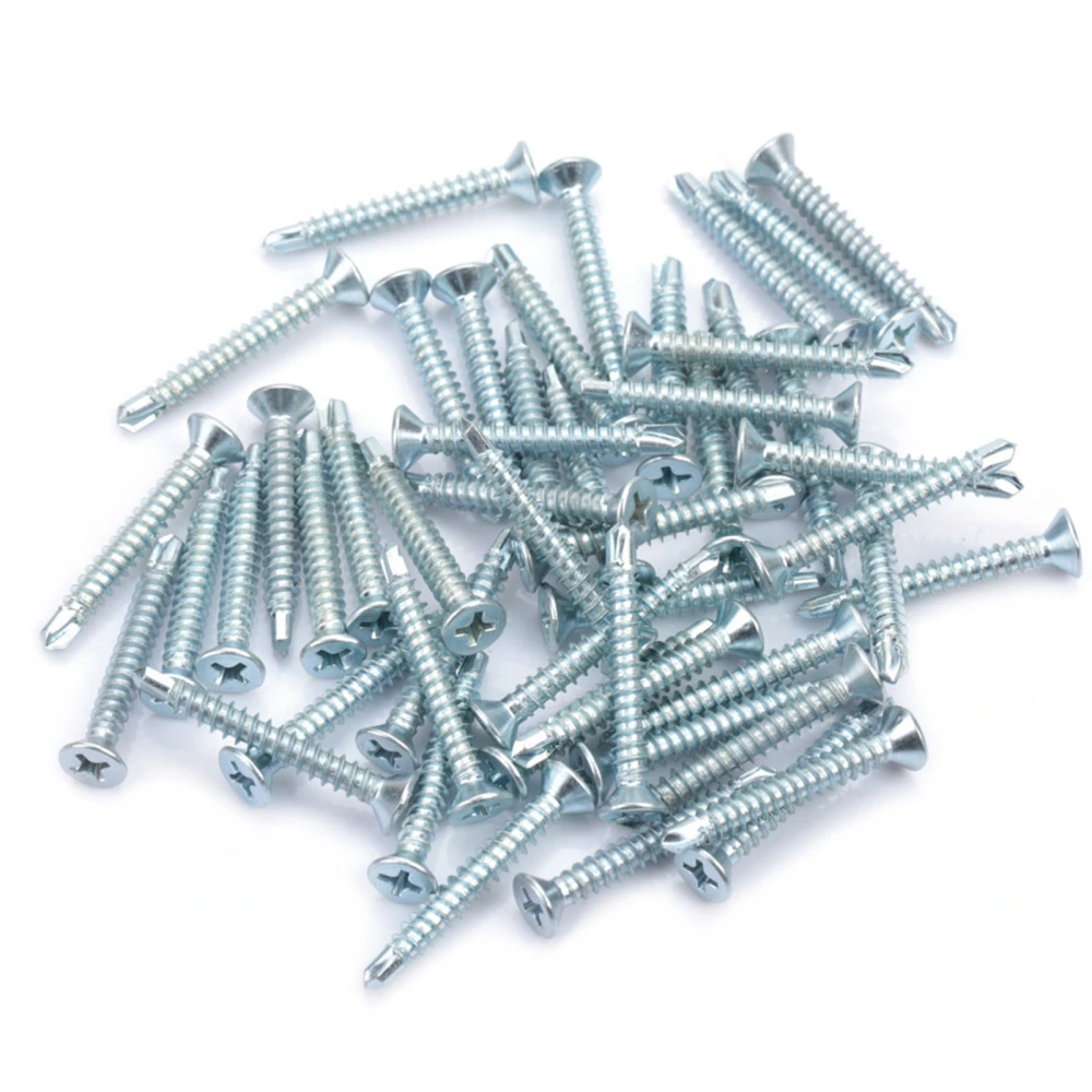 50pcs M4.2 Flat Head Self drilling Self tapping Screws Drilling Tail Screw Set (M4.2*25)