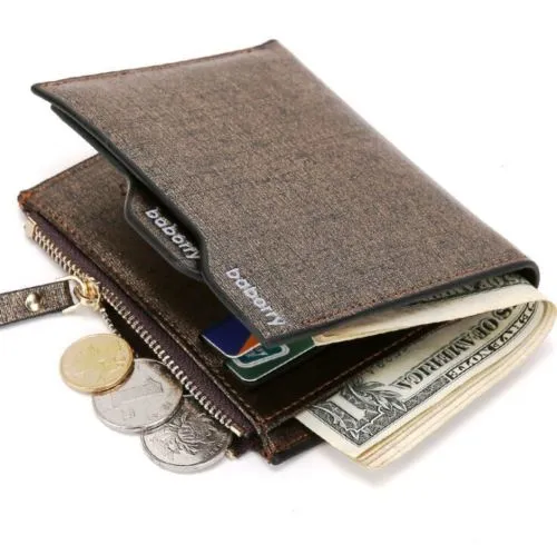 Men Letter Printing Money Purse, Male Billfold Zipper Short Wallets