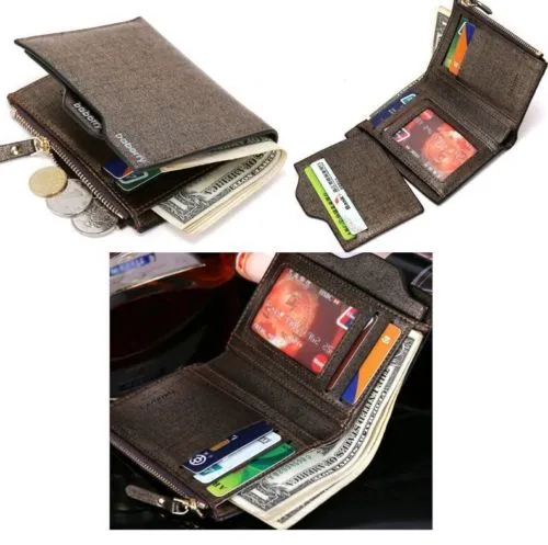Men Letter Printing Money Purse, Male Billfold Zipper Short Wallets