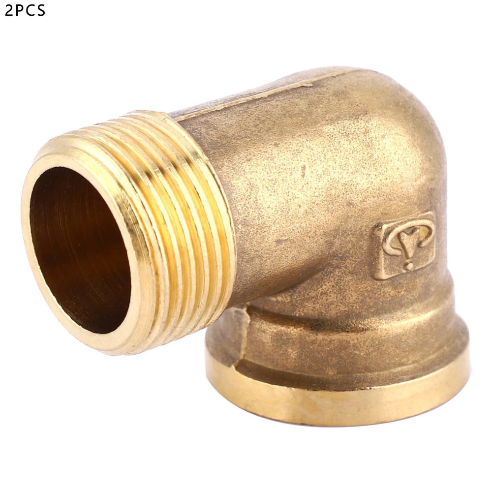 2 Pcs Pure Brass Elbow Pipe Fitting MBSP FBSP Thread Pipe Connector(3/4')