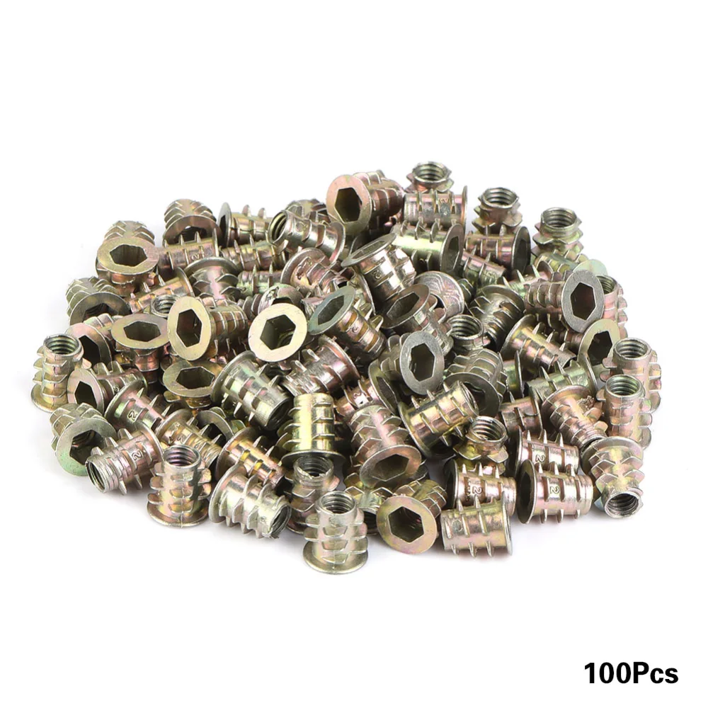 100pcs M4 M5 Zinc Alloy Inside Hex Socket Insert Nuts for Wood Furniture (M5*10)