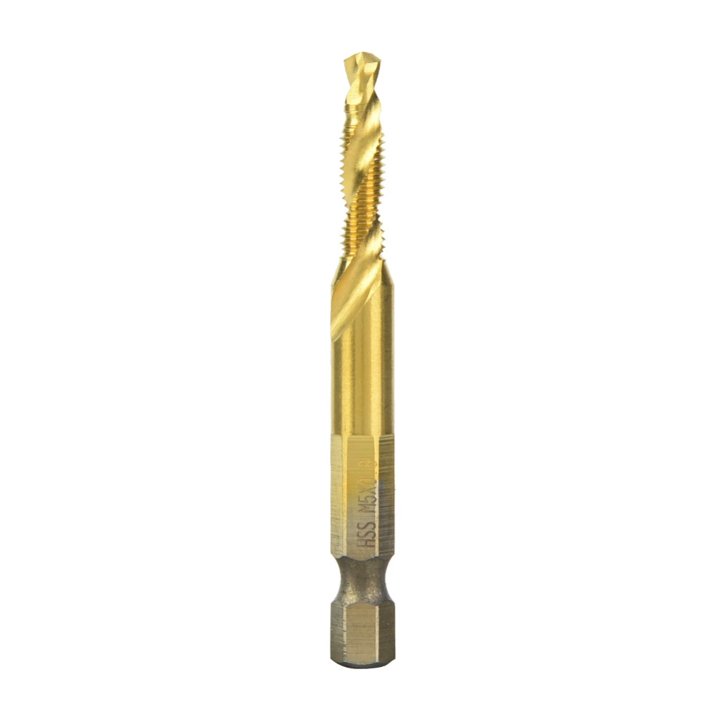 HSS 6.35mm Hex Shank Tap Drill Bit Through-Hole Inner Chip Removal Tap Drill 15mm(M5)