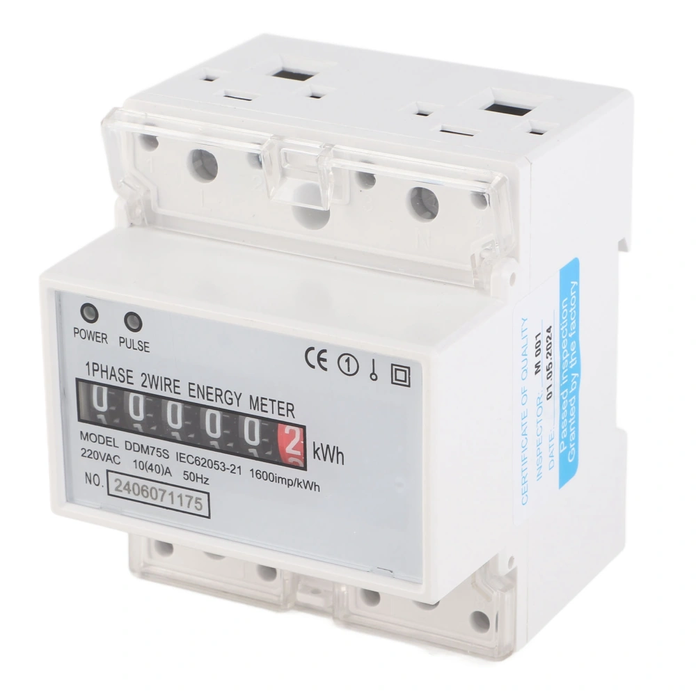 Single Phase 4P LED Din Rail Electricity Power Consumption Wattmeter Energy Mete DDM75S 10‑40A