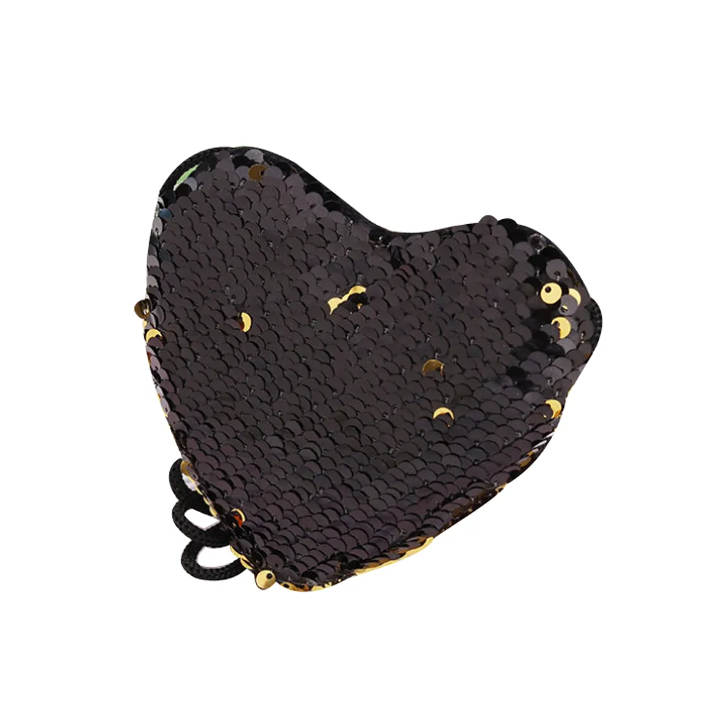 Girls Heart-shaped Purse, Sequin Crossbody Bag, Storage Bag with Zip