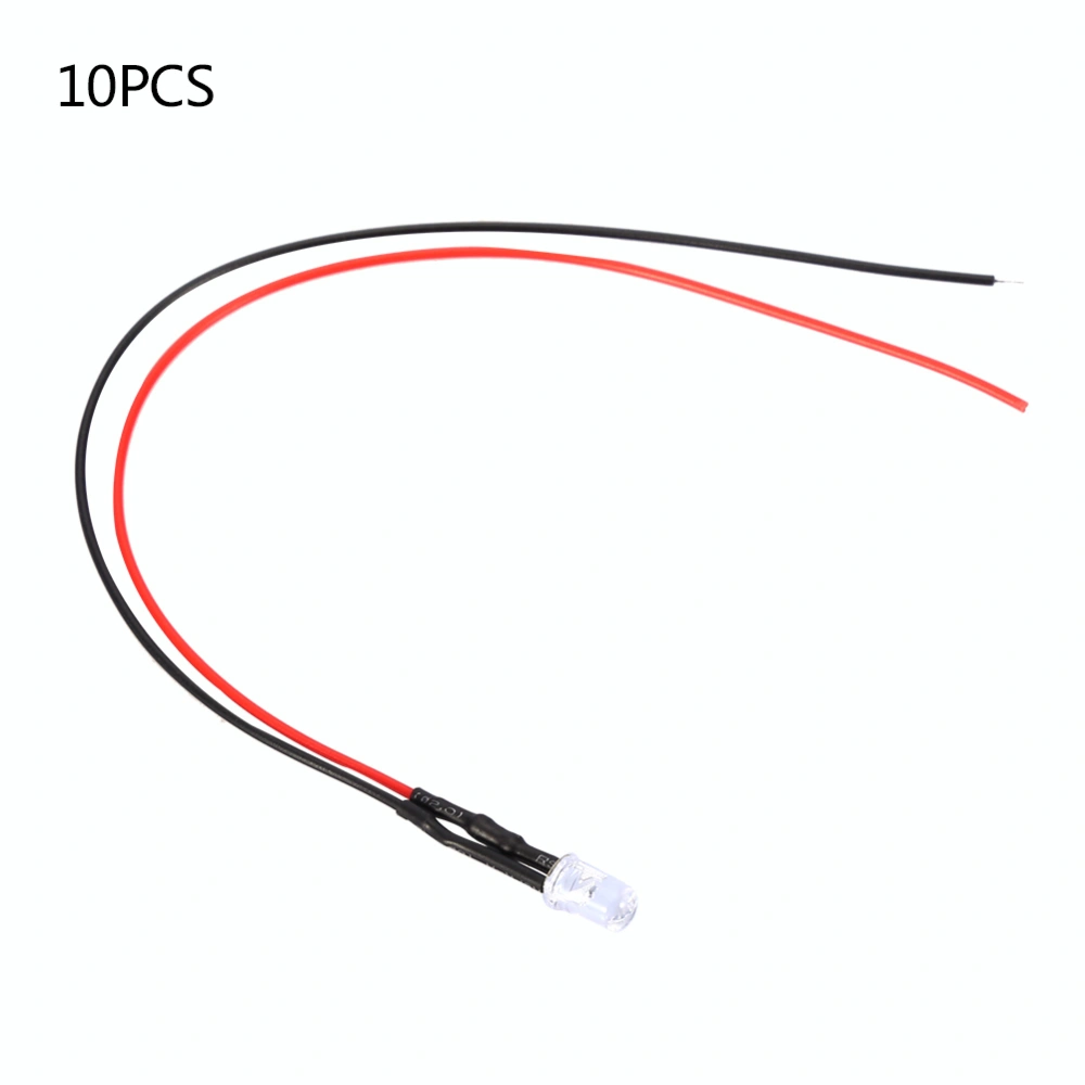 10pcs 12v 5mm LED Light emitting Diode Wired Multicolor LED Light Cable 20cm 0.06W(Green)