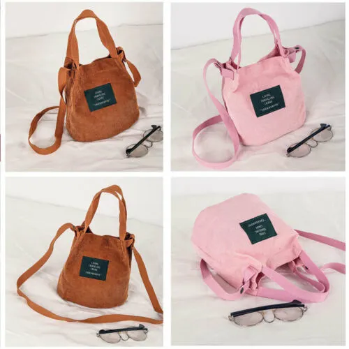Women Handbag, Corduroy Shoulder Bag, Messenger Wallet Purse