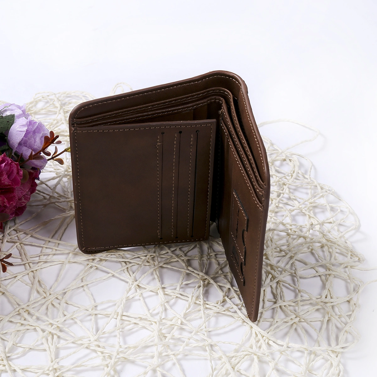 Men's Stylish Purse Monochrome Letter Print Casual Soft Bifold Wallet