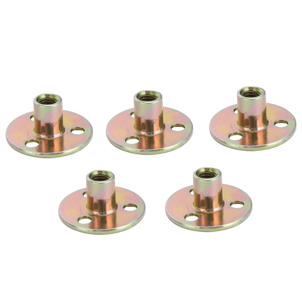 5Pcs Zinc Plated Three Hole Lock Nut Round Base Furniture Nuts (M8*37)