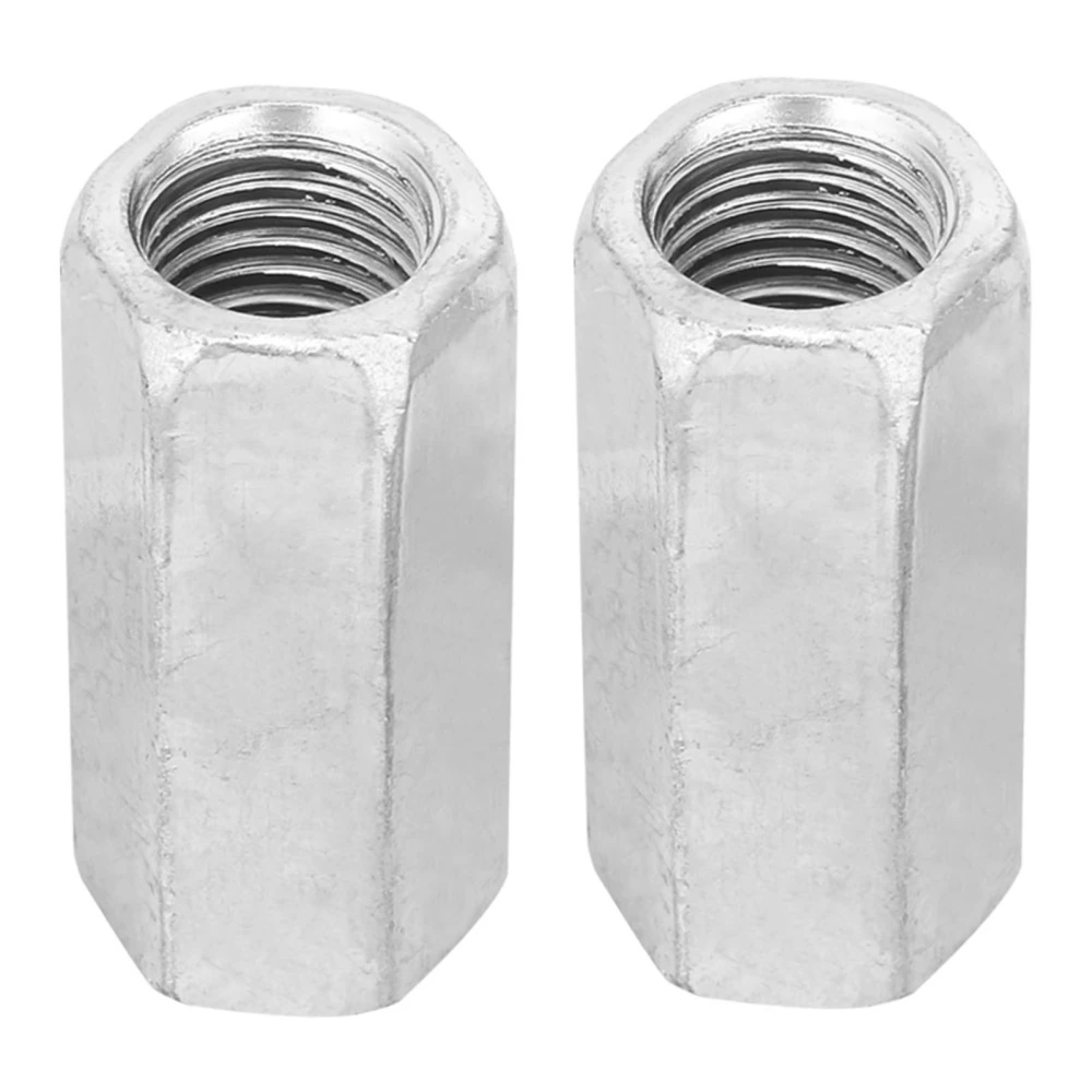 2pcs Zinc Plated Steel M16*50 Long Hex Nut Hexagonal Thread Nut Threaded Fasteners