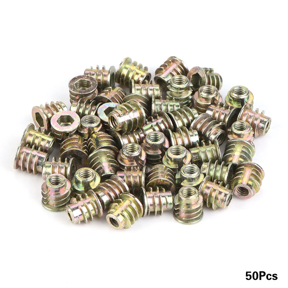 50pcs M4 M5 Zinc Alloy Inside Hex Socket Insert Nuts for Wood Furniture (M4*8)