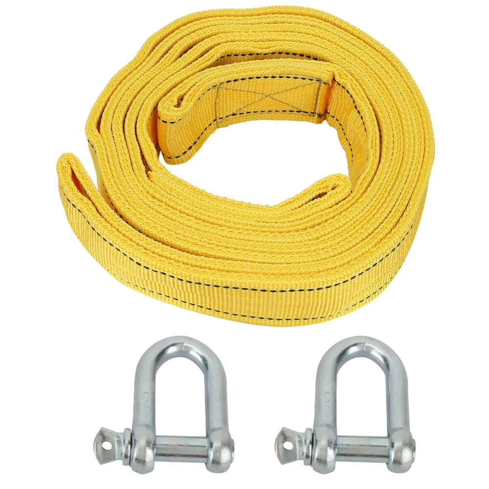 8 Tons High Strength Car Trailer Towing Rope Recovery Tow Strap with U shape Hooks (Yellow)