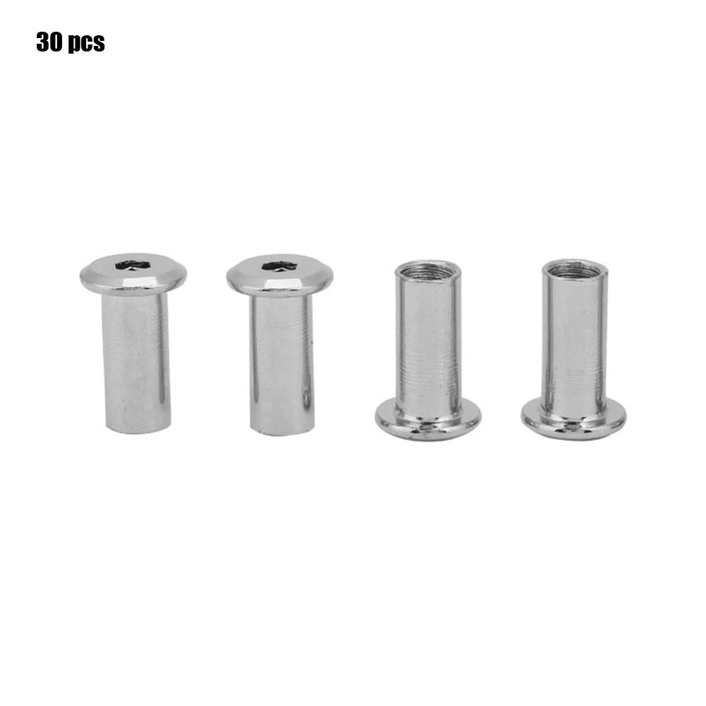 Iron Plated Nickel Flat Nuts Hex Nut Round Head Sleeve Furniture(M8*15 30PCS)