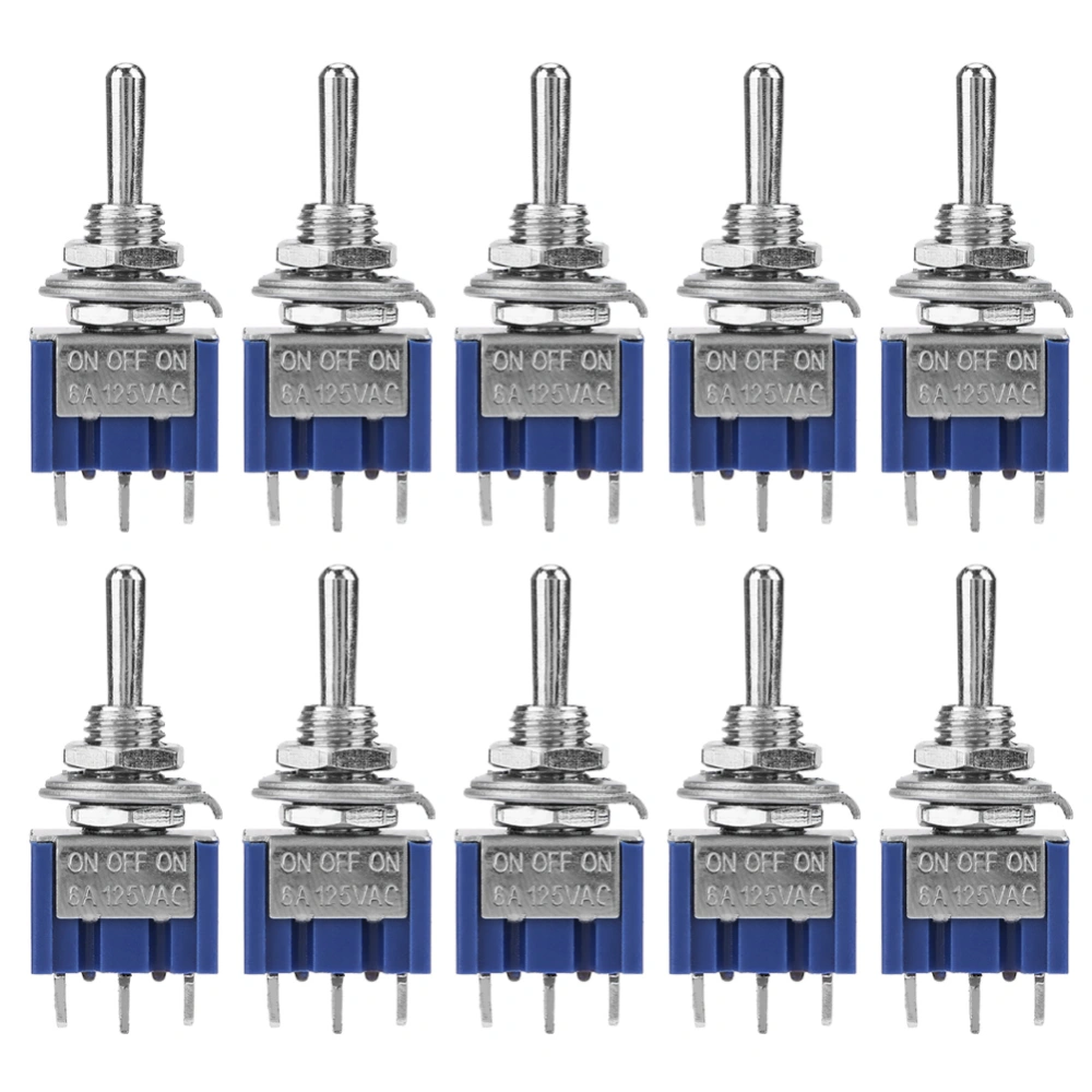 10Pcs On OFF on Mini Toggle Switch SPDT 3 position 3 pin 6mm 6A 125VAC