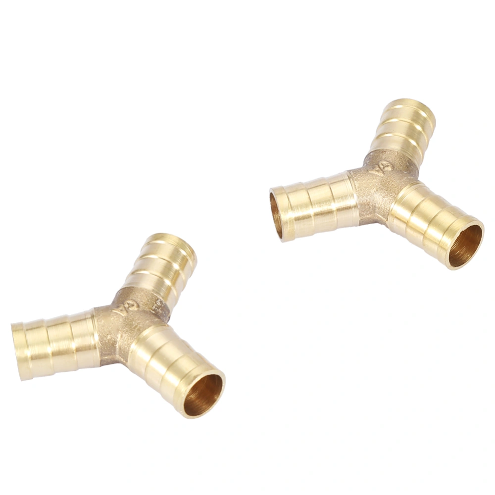 Brass Y 3-Way Hose Barbed Connector Joiner Fitting Air Water Gas OD (12mm,2pcs)