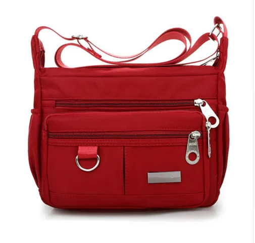 Ladies Crossbody Bag Waterproof Zipper Closure Multi-Layer Messenger Bag