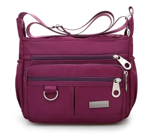 Ladies Crossbody Bag Waterproof Zipper Closure Multi-Layer Messenger Bag