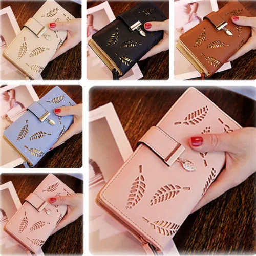 Female  Lady Clutch Wallets, PU Leather Long Card Holder Purse