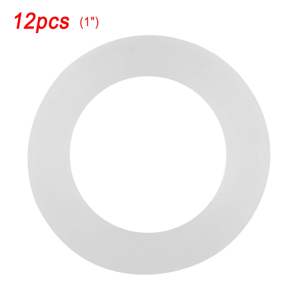 12pcs Flat Gasket White Silicone O Ring Sealing Washers for Bellows Hoses (1")