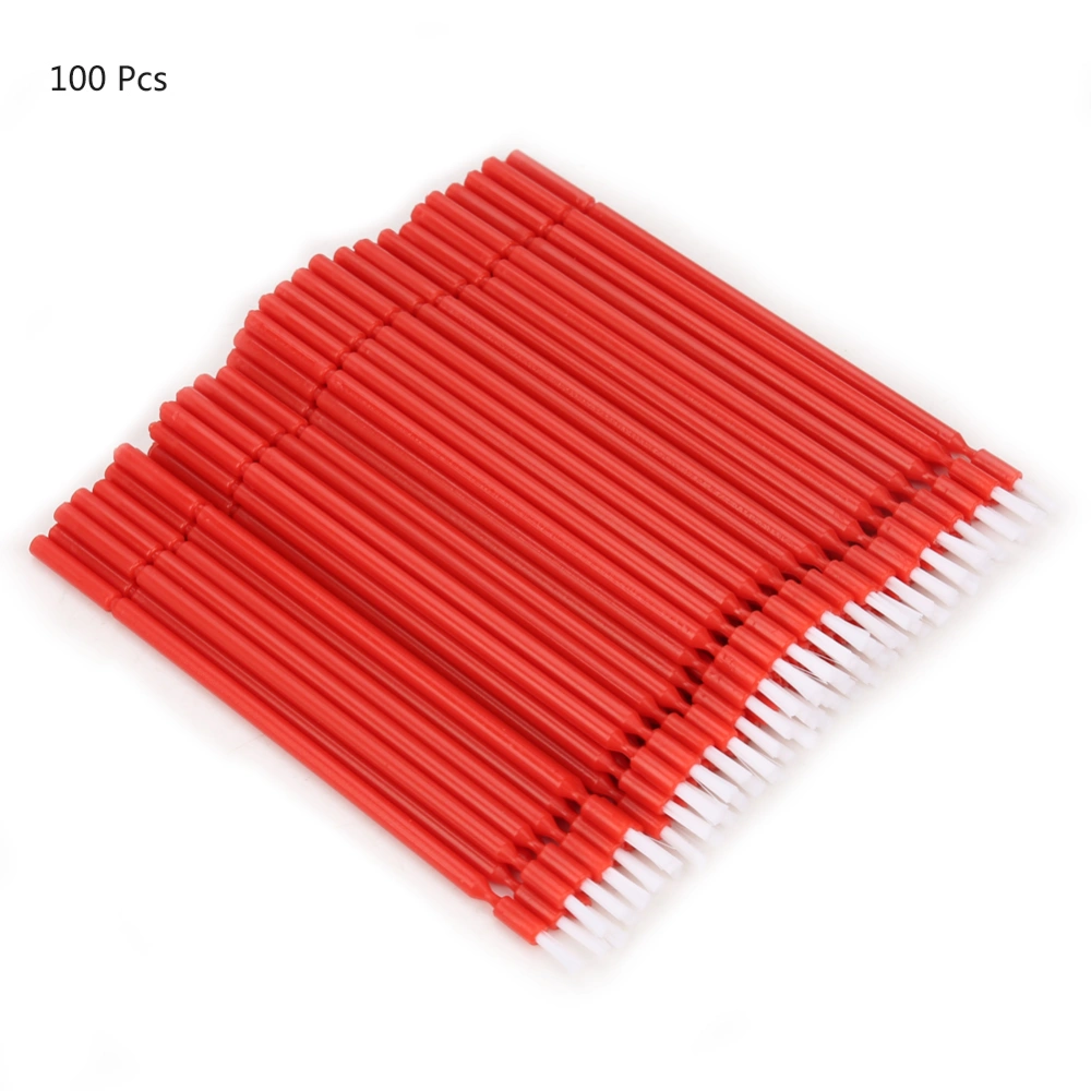 100 Pcs Dental Disposable Micro Applicator Brush Bendable Sticks (Red)