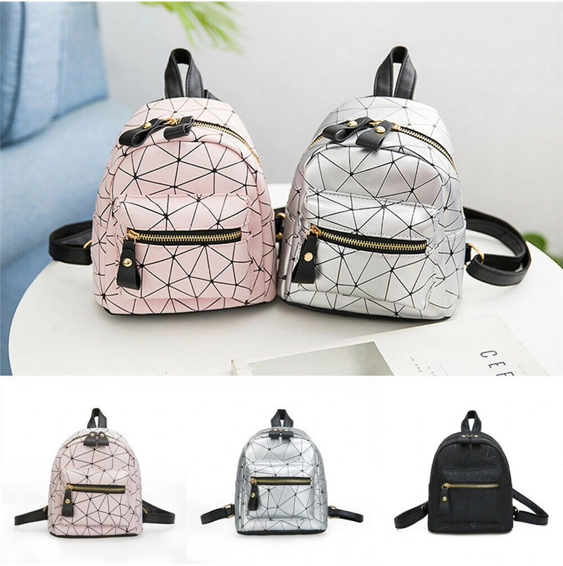 Ladies Shoulders Bag Zipper Closure Geometric Printing Adjustable Backpack