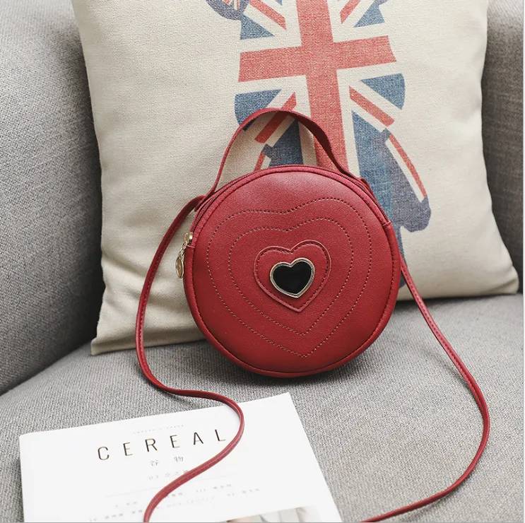 Ladies Crossbody Bag Zipper Love Round Style Waterproof Messenger Bag