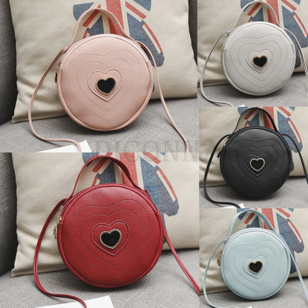 Ladies Crossbody Bag Zipper Love Round Style Waterproof Messenger Bag