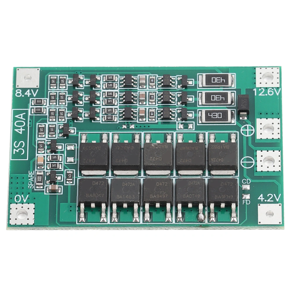 3S 12V 40A Lithium Battery Protection Board BMS PCB Board with Balance Charging