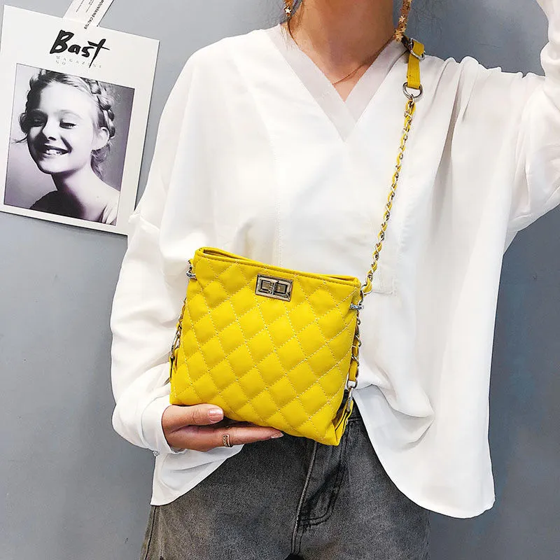 Ladies Crossbody Bag Pure Waterproof Adjustable Diamond Messenger Bag