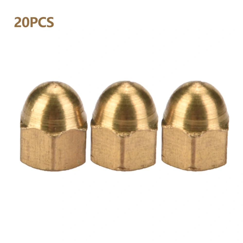 Brass Acorn Nut Kit Dome Head Cap Hex Nuts Set Vehicle Fasteners (M3, 20pcs)