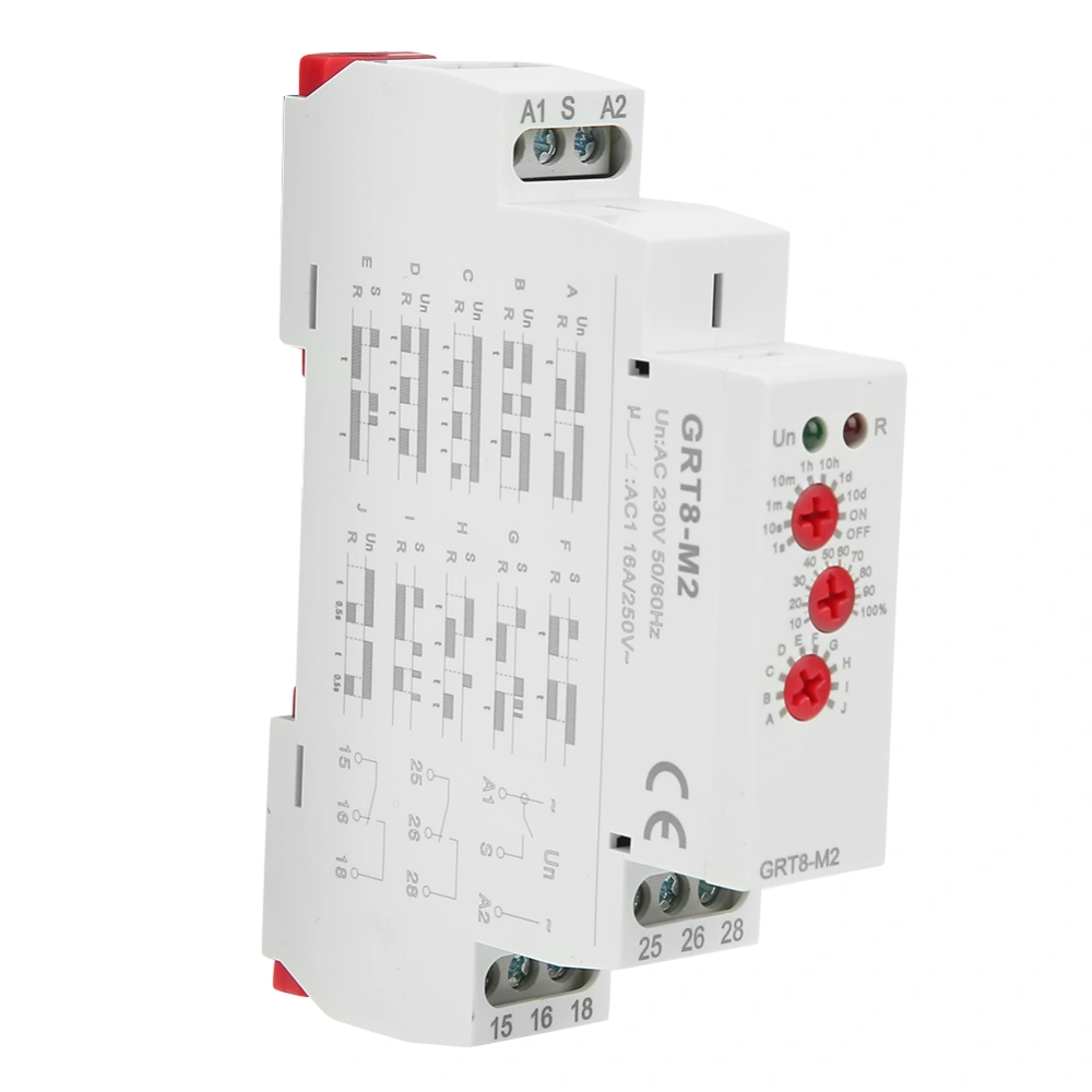 GRT8-M2 Multifunctional Delay Time Relay with 10 Functions DIN Rail Mount AC 220V