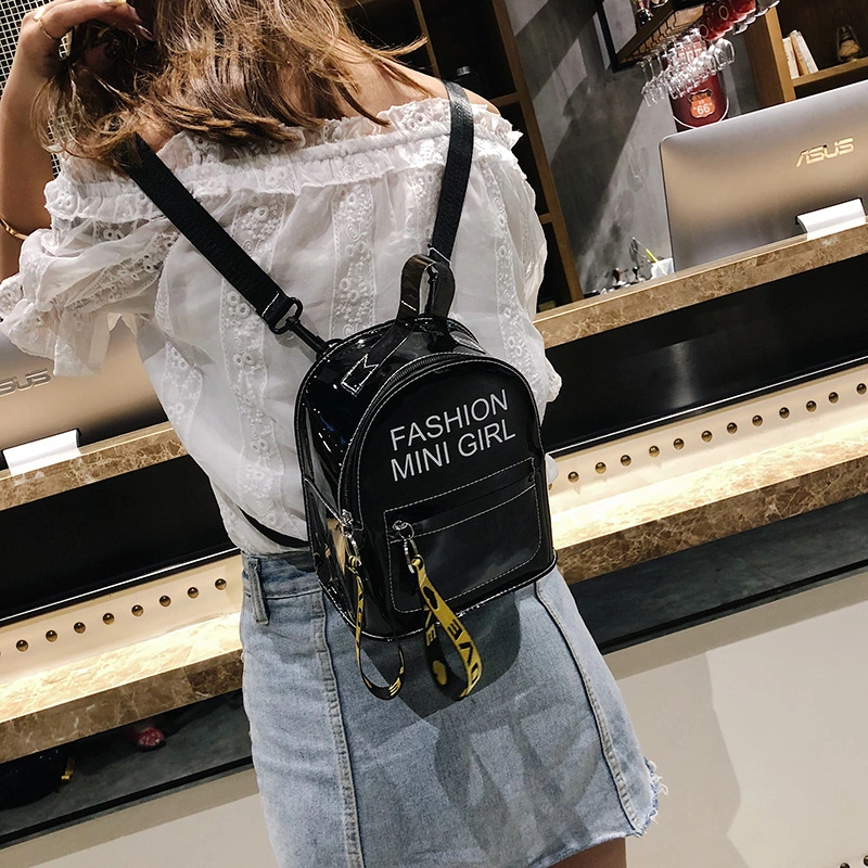 Girl Mini Size Transparent Backpacks, Clear PVC  Zipper Trendy Backpack