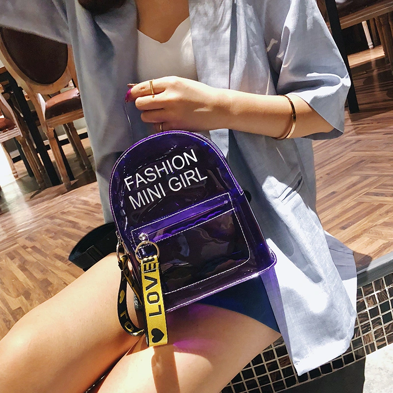 Girl Mini Size Transparent Backpacks, Clear PVC  Zipper Trendy Backpack