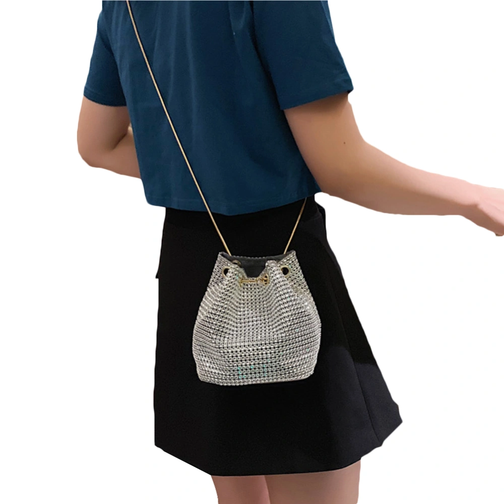 Female Single-Shoulder Bag, Rhinestones Bucket Bag Crossbody Bag