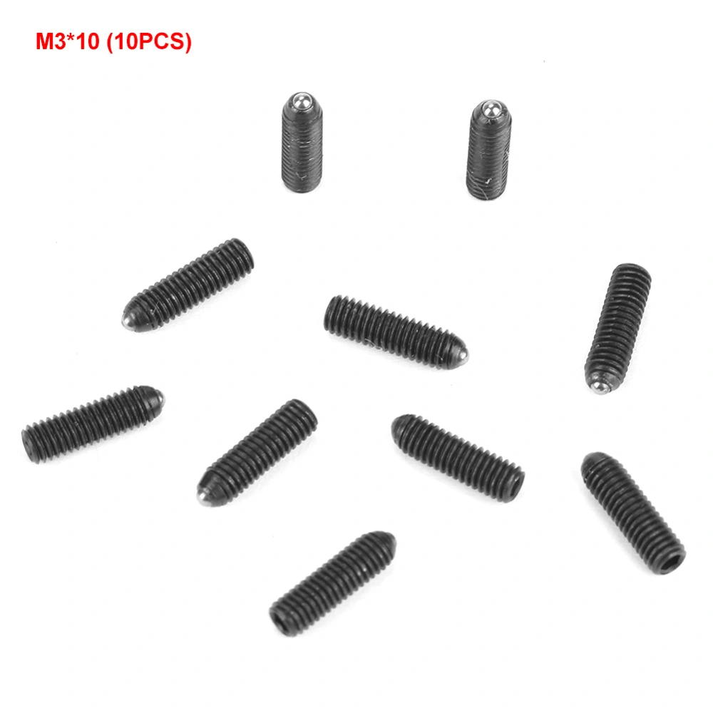 10pcs M3 Screw Thread Hex Socket Carbon Steel Ball Spring Plungers Set (M3*10)