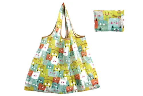 Large Capacity Portable Recyclable Waterproof Foldable Floral Shopping Bags