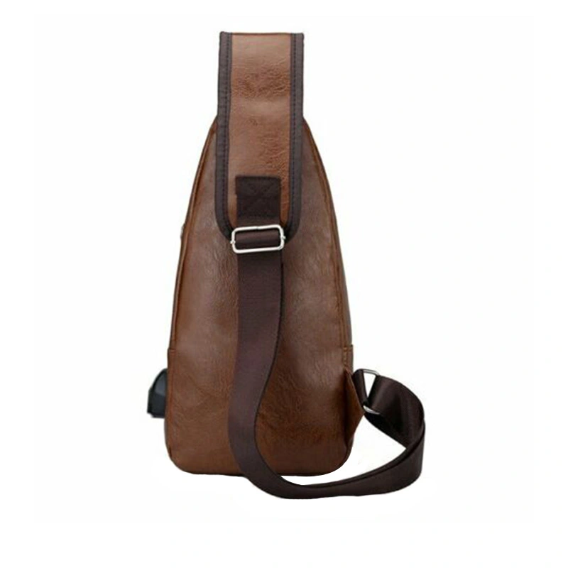 Men Vintage Crossbody Chest Bag with USB Charging Port for Casual Wear