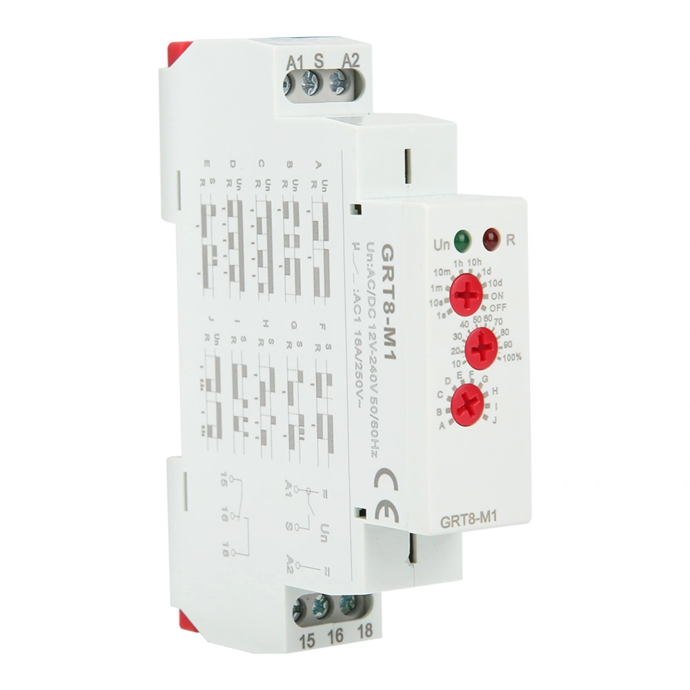 GRT8-M1 Multifunctional Delay Time Relay with 10 Functions DIN Rail Mount AC/DC 12V~240V