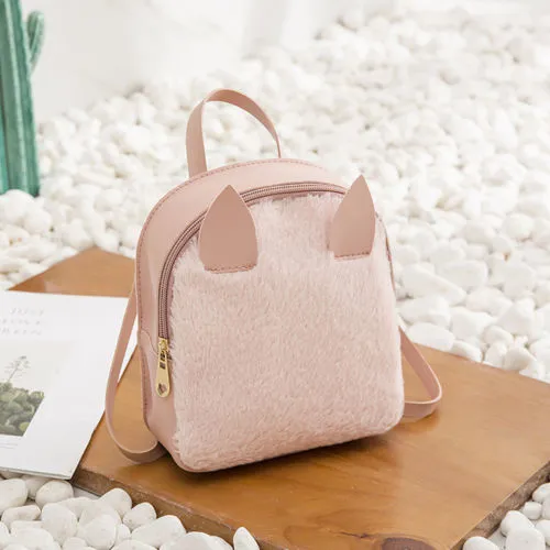 Women Cat Ear Backpack, Zipper Travel Bag, Cute Casual Backpacks