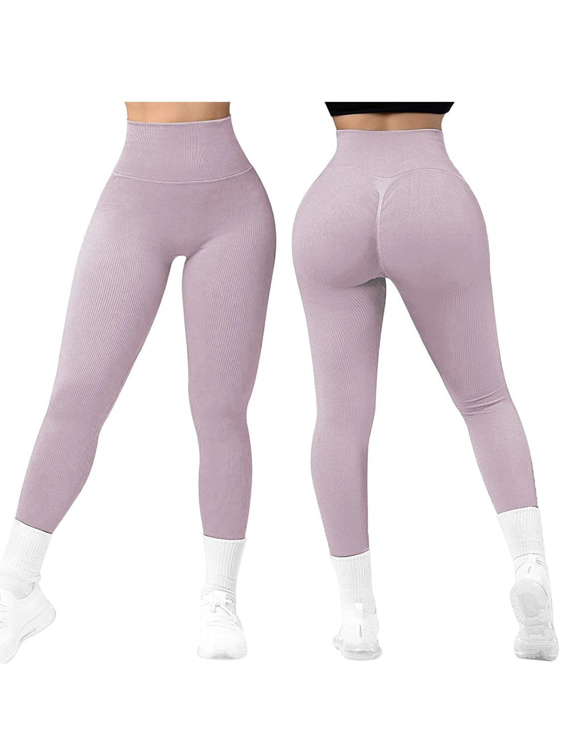 Women's Solid Color High Waisted Tummy Control Tights Yoga Pants
