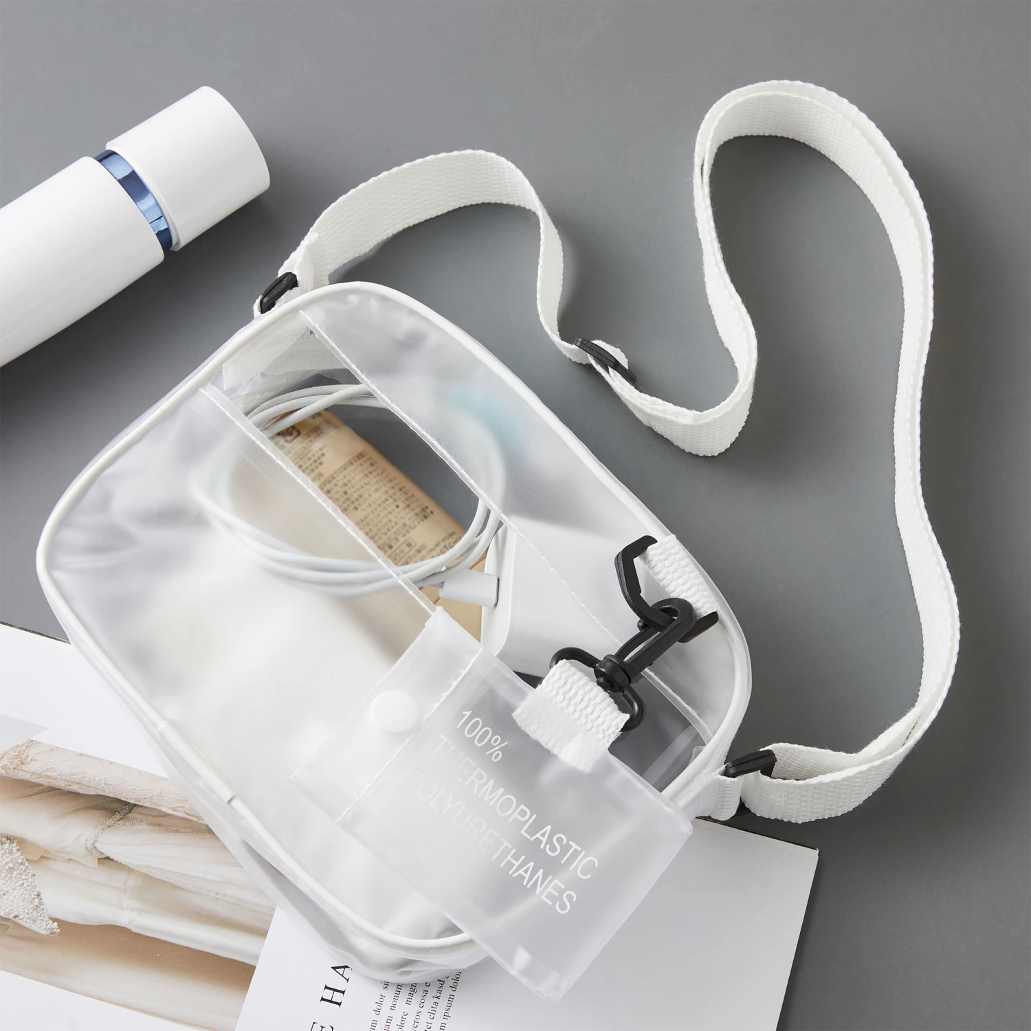 Female Casual PVC Clear Cross Body Bag,Transparent Jelly Handbag