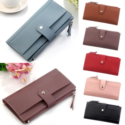 Women Long Fashion Wallets, Lady Money Purse Zipper Hasp Wallets