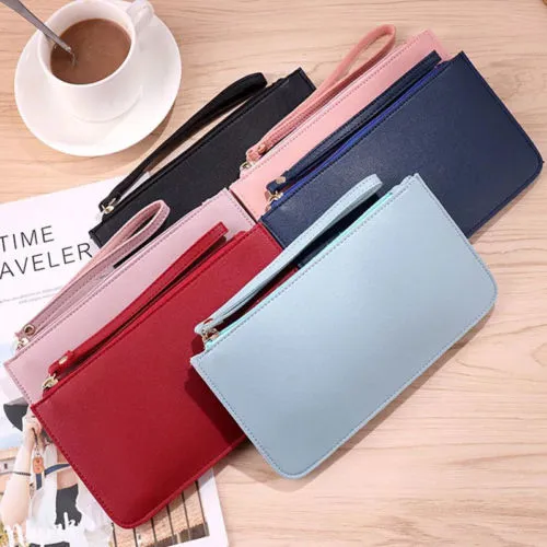 Women PU Leather Long Clutch Multi-layer Solid Large Capacity Zipper Wallet