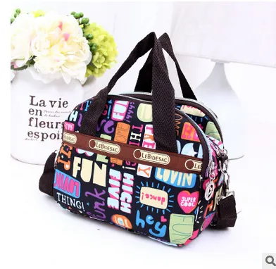 Female  Nylon Floral Tote,Water Resistant Multi Pocket Zipper Crossbody Bags