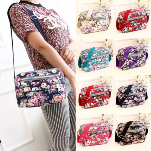 Women Flower Printing Crossbody Bag, Lady Fashion Messenger Pack