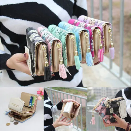 Female Lady Short Printed Clutch Wallet, Mini Floral Handbag